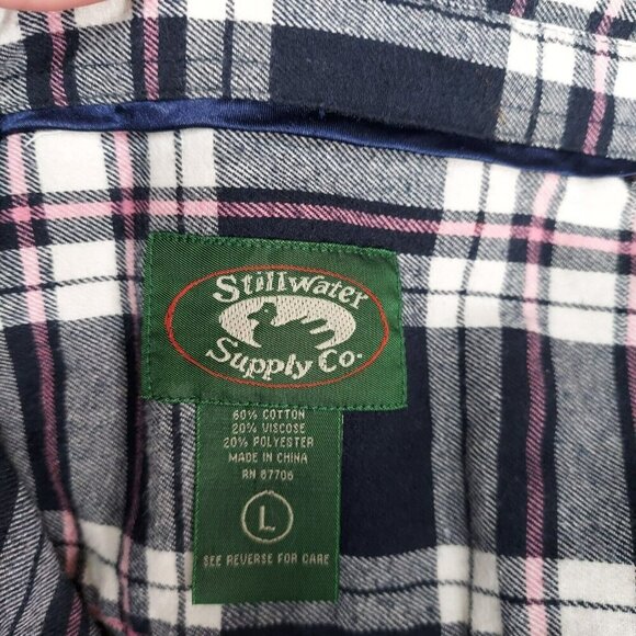 Stillwater Supply Top Womens Large Purple Plaid Long Roll Tab Sleeve Button Up - Picture 9 of 9